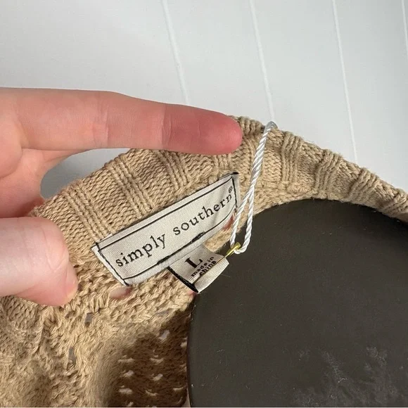 NWT Simply Southern Snap Sweater Beige Fall Spring Knit Women’s Size Large - Picture 8 of 9